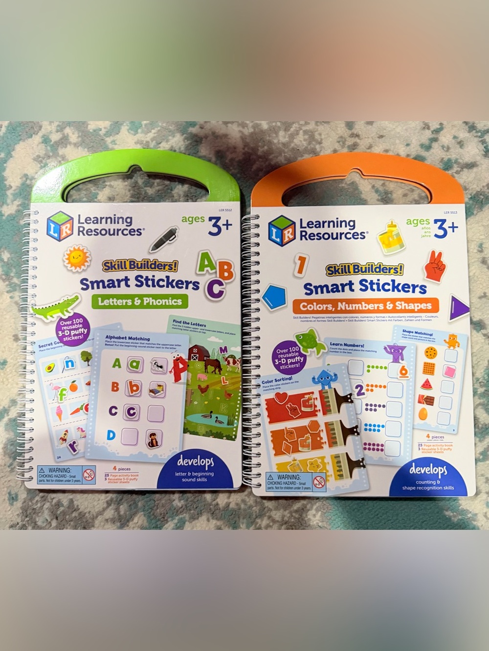 Learning Resources- 2 Books Included- Letters & Phonics- Colors, Numbers, Shapes